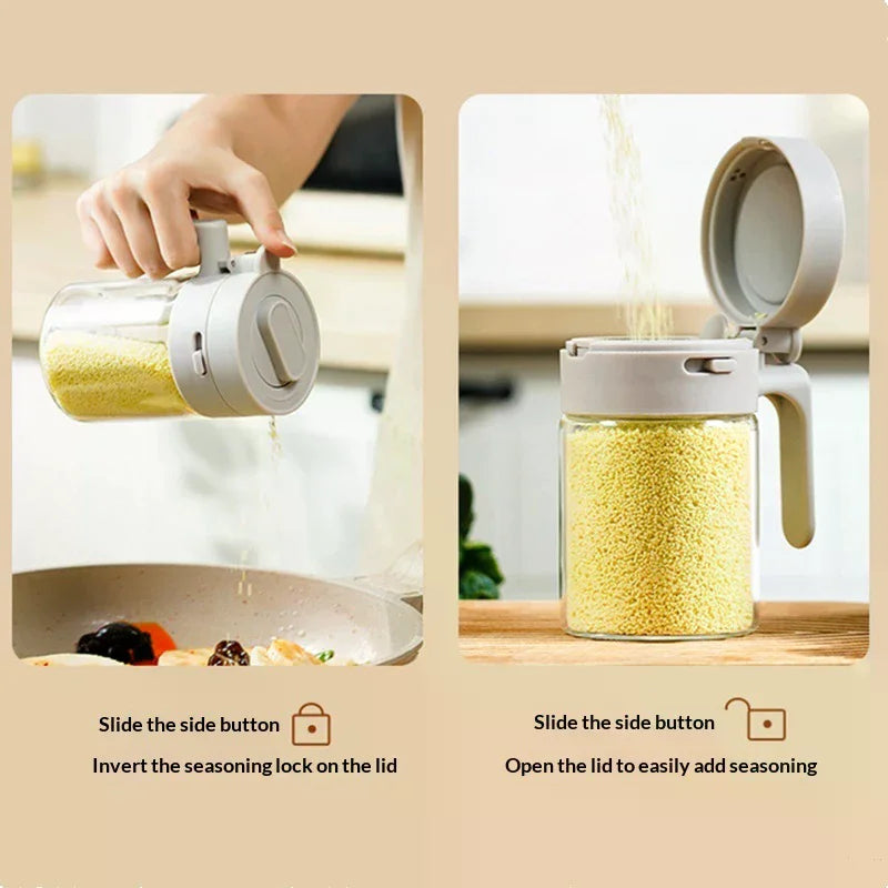 1 Glass Spice Bottle Spoon Separation Seasoning Can Household Kitchen Zpaxo