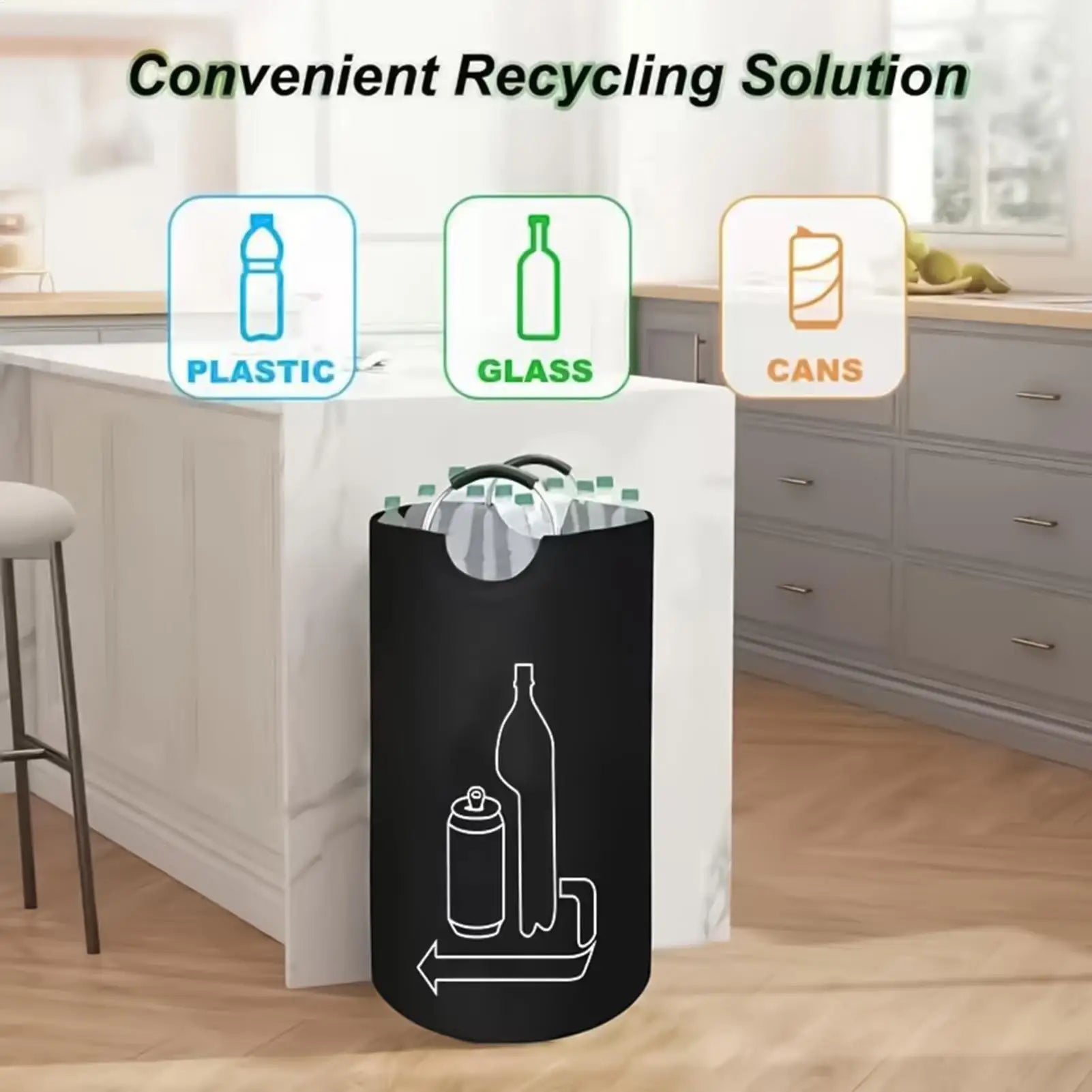 Large Capacity Organizer Bag 115L Black Deposit Bottle Collector With Handles Glass Recycling Bin For Kitchen Home Garage Pantry Zpaxo