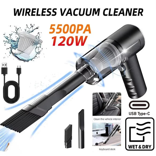 1PC Wireless Vacuum Cleaner 120W High Power Black Dual Use for Home And Car Powerful Portable Handheld Vacuum Zpaxo Default Title