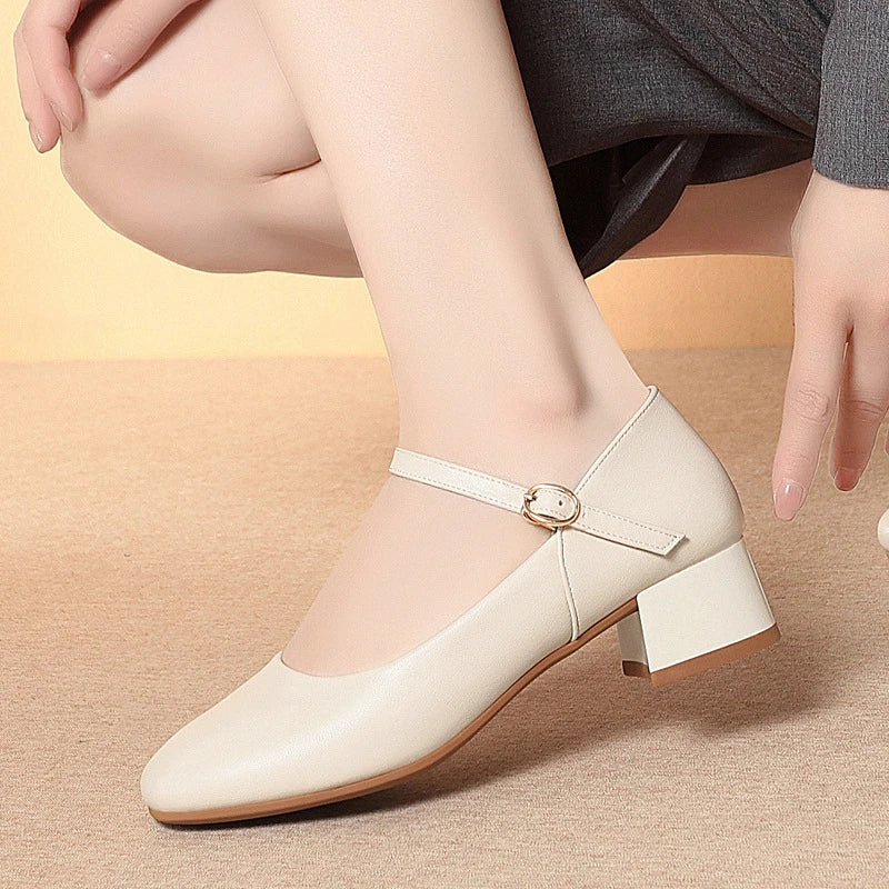 Soft Leather Work Shoes Women Black Sole Comfortable Working Thick Zpaxo