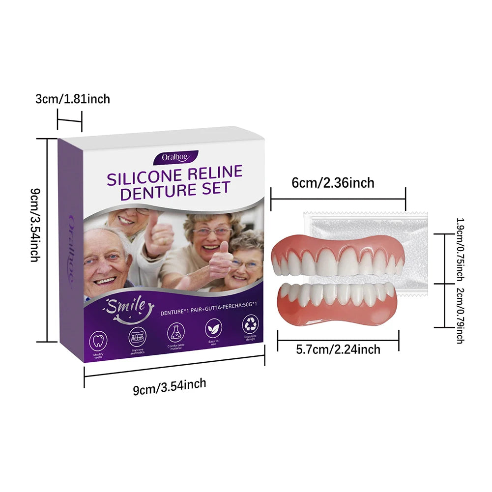 Silicone Reline Denture Soft Dentures False Teeth Upper Lower Men Zpaxo
