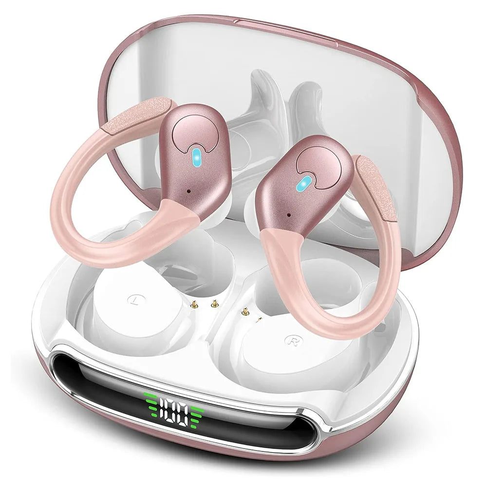 Bluetooth 5 3 Headphones True Wireless Earbuds Bass Stereo Sound LED Zpaxo Pink