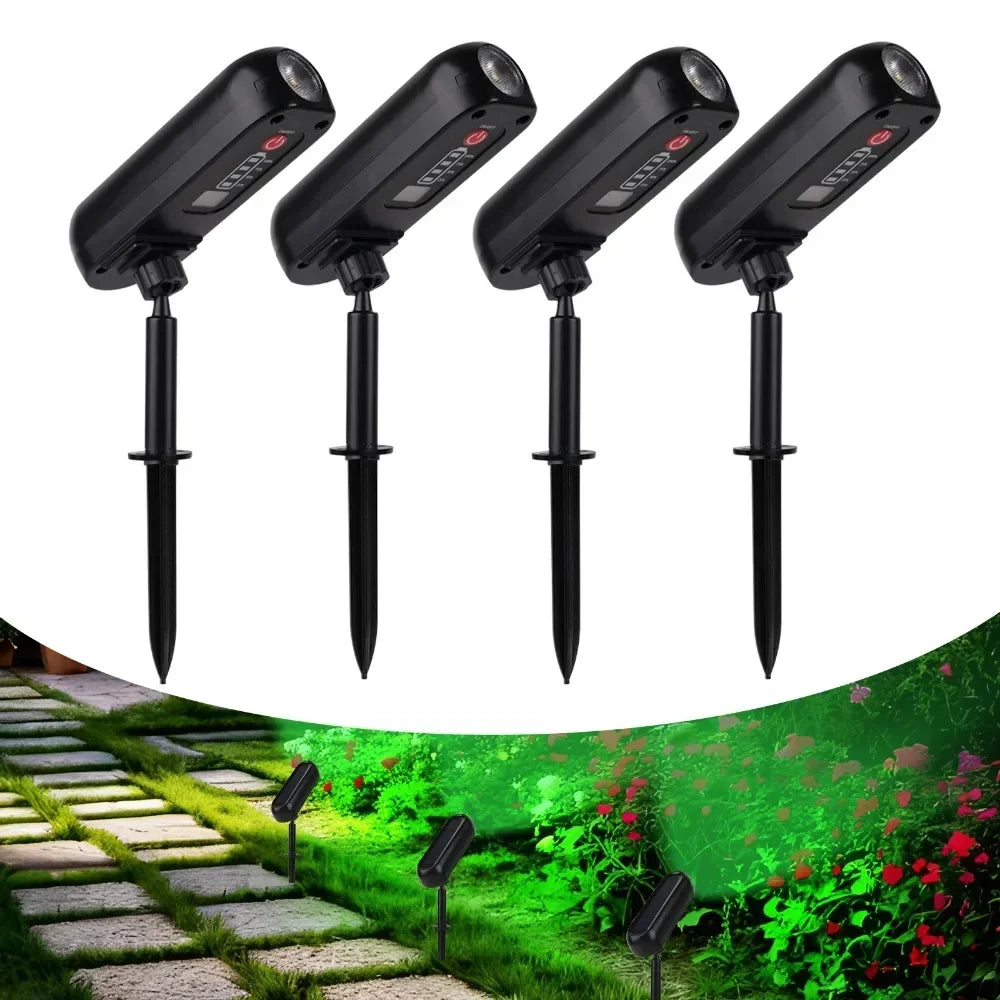 Solar LED Garden Spotlight IP65 Waterproof 2 Modes 360° Adjust