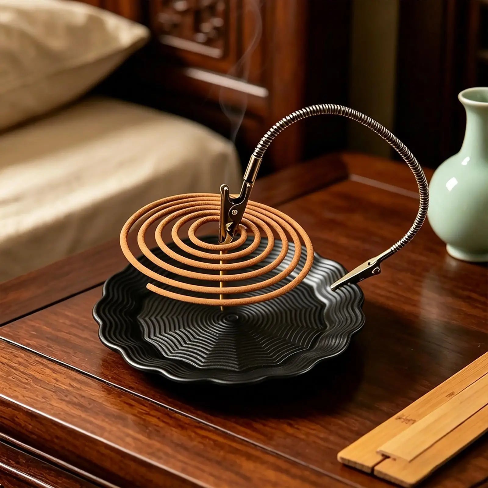 Metal Incense Coil Holder with Ash Tray – Indoor & Outdoor Stand Incense Coil Holder Zpaxo