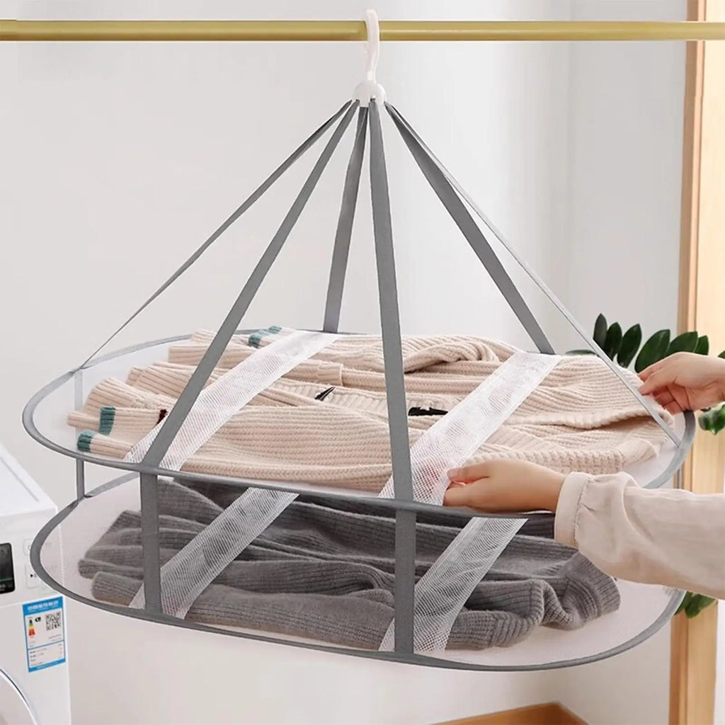 Folding Clothes Drying Rack Flat Mesh Large Dryer Hanger Portable