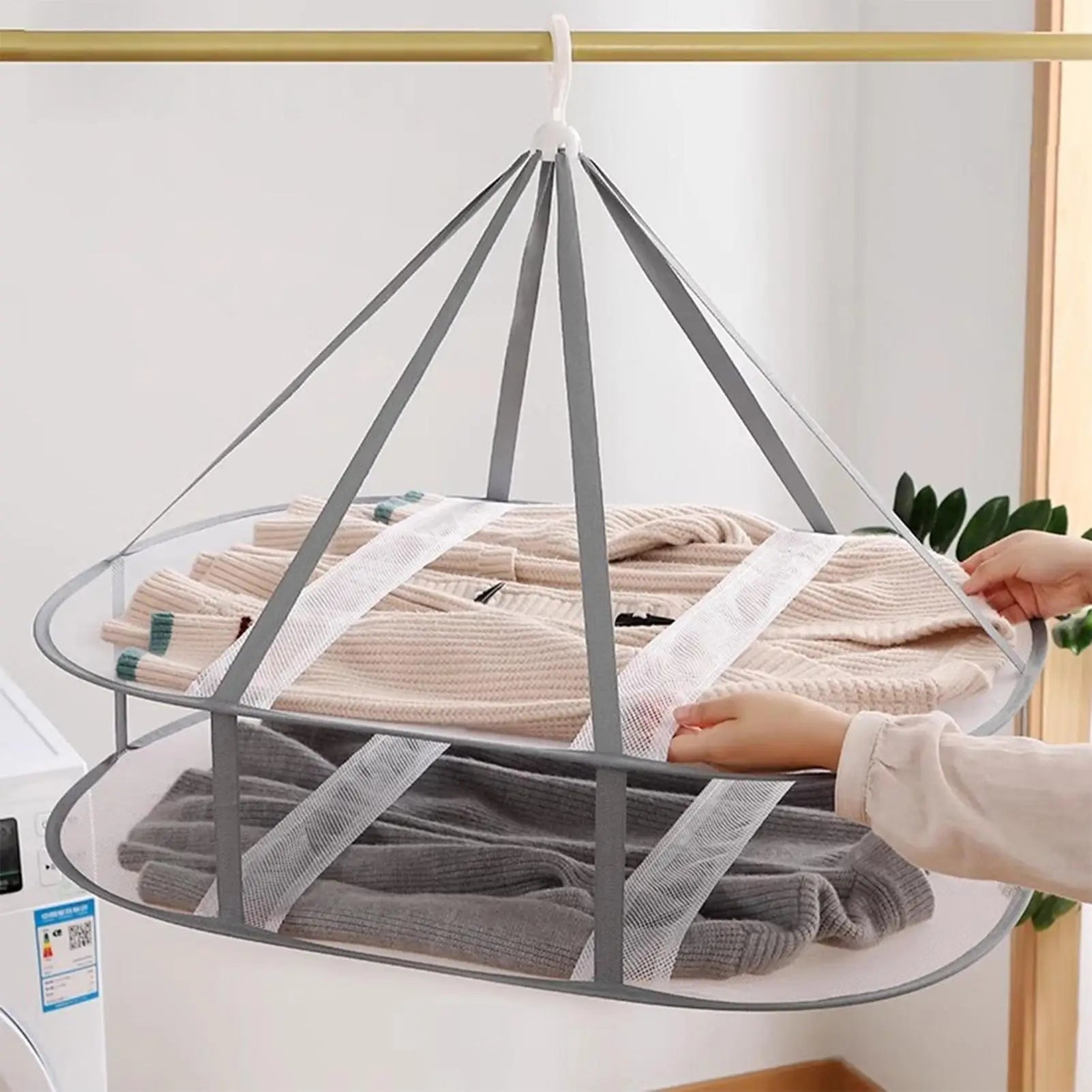 Folding Clothes Drying Rack Flat Mesh Large Dryer Hanger Portable