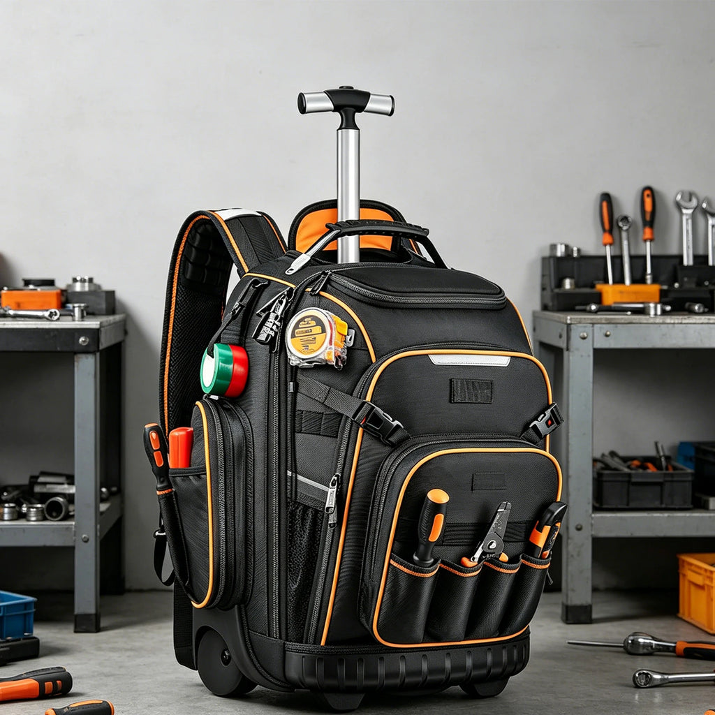 Tool Backpack Wheels Electrician Waterproof Base Rolling Bag