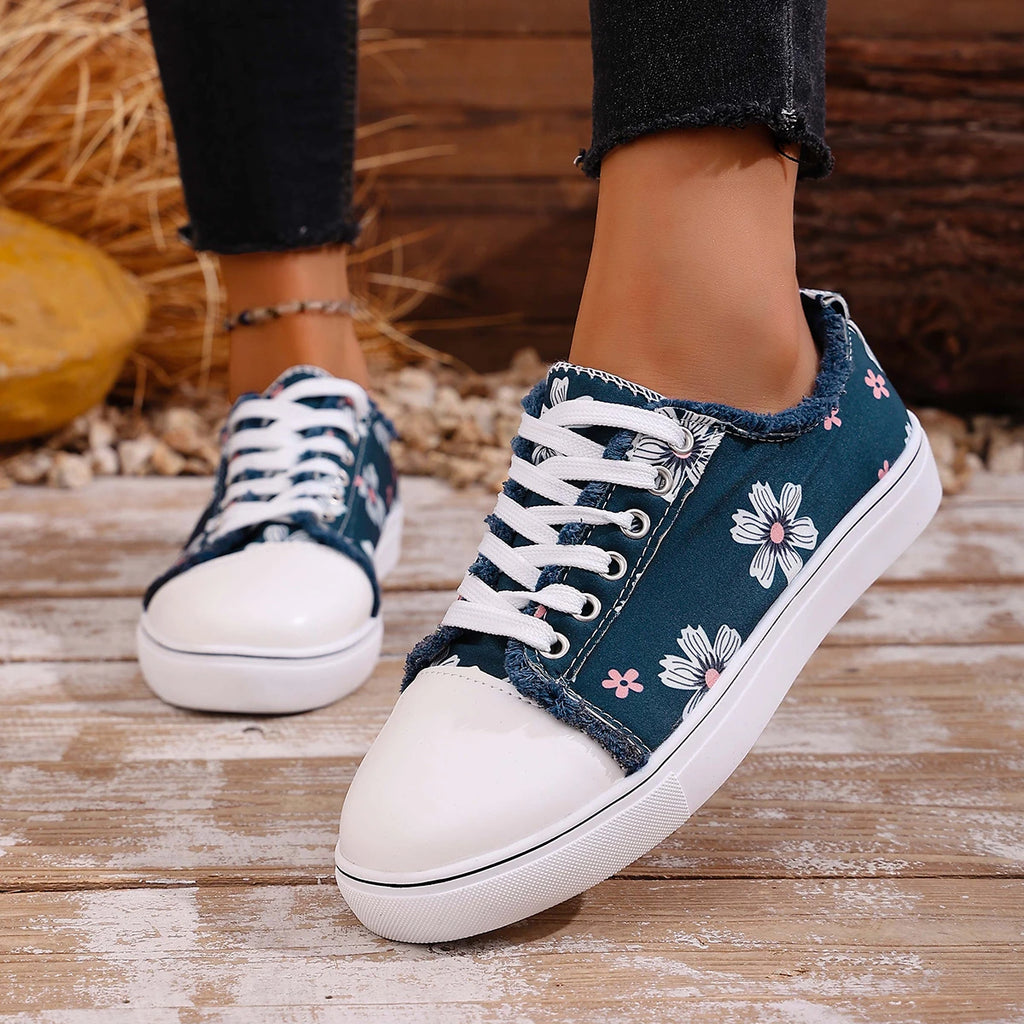 2025 New Women Shoes Spring Autumn Fashion Women Sneakers Round Head Flat Bottom Shoes Lace Up Casual Platform Sneakers Women Zpaxo dark blue 37