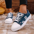 2025 New Women Shoes Spring Autumn Fashion Women Sneakers Round Head Flat Bottom Shoes Lace Up Casual Platform Sneakers Women Zpaxo dark blue 37