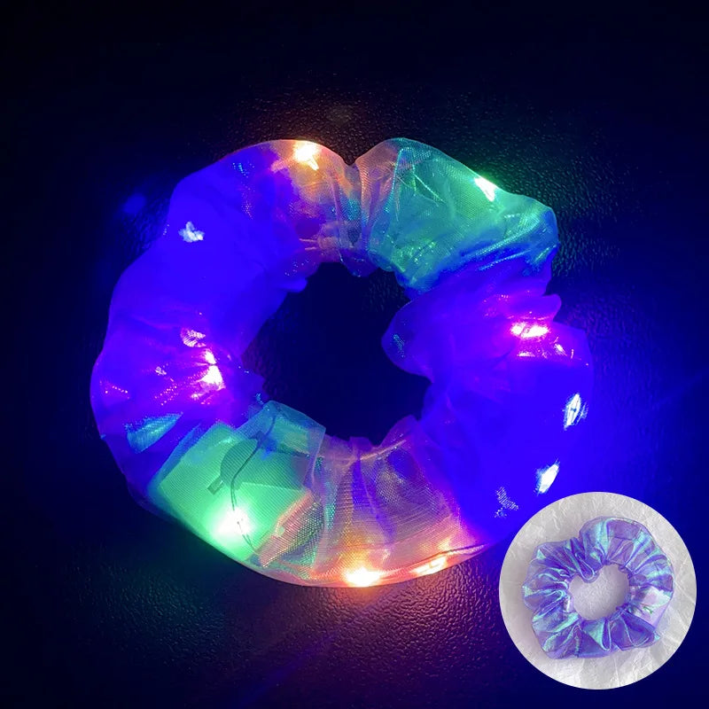 LED Light Hair Scrunchies Up Elastic Glow Hairbands Mermaid Party Zpaxo Purple 10pcs