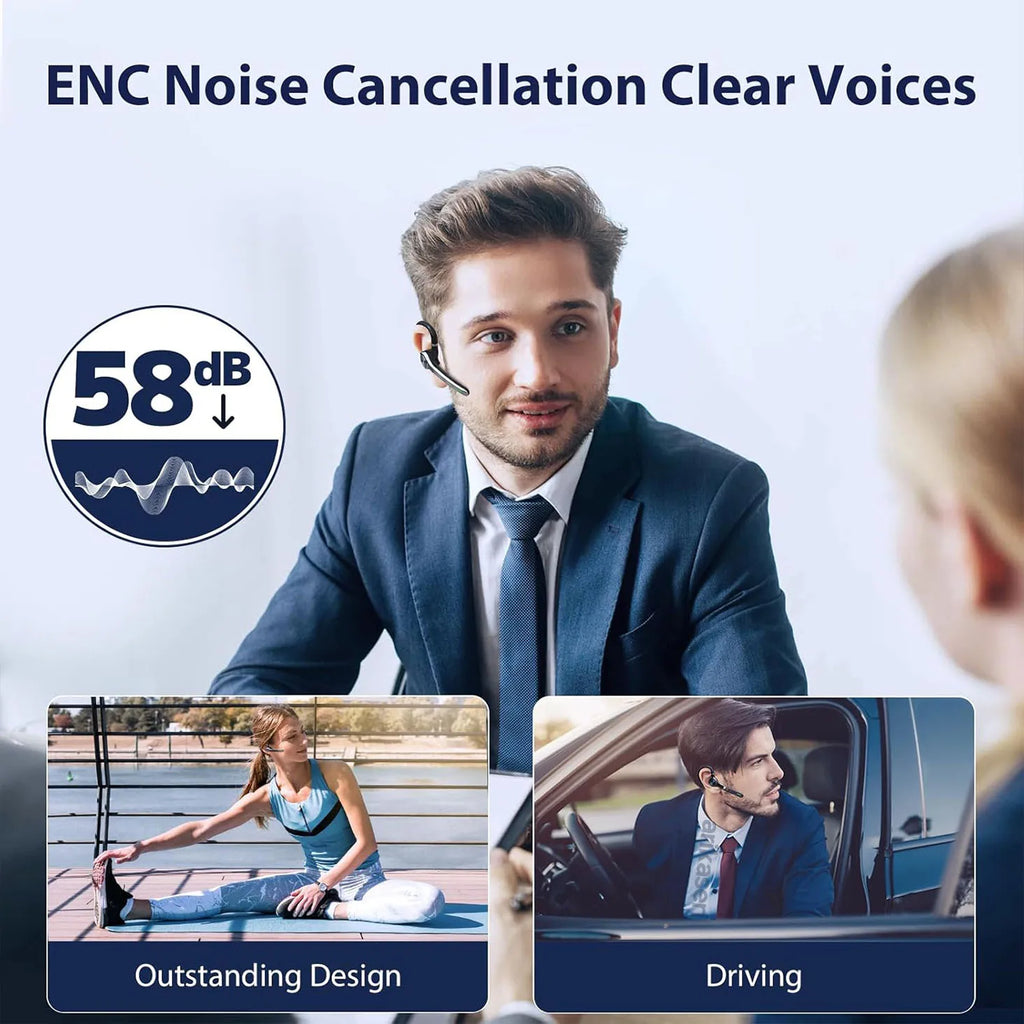 Wireless Headset Single-ear Bluetooth Noise-canceling Mic USB Dongle