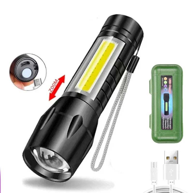 KDULIT Mini COB+LED Rechargeable Flashlight – 3 Modes, 800LM