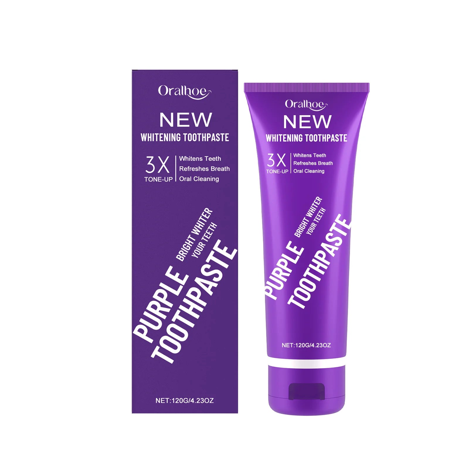 Purple Whitening Toothpaste – Fluoride-Free Fresh Mint 120g Whitening Toothpaste Zpaxo 120g boxed