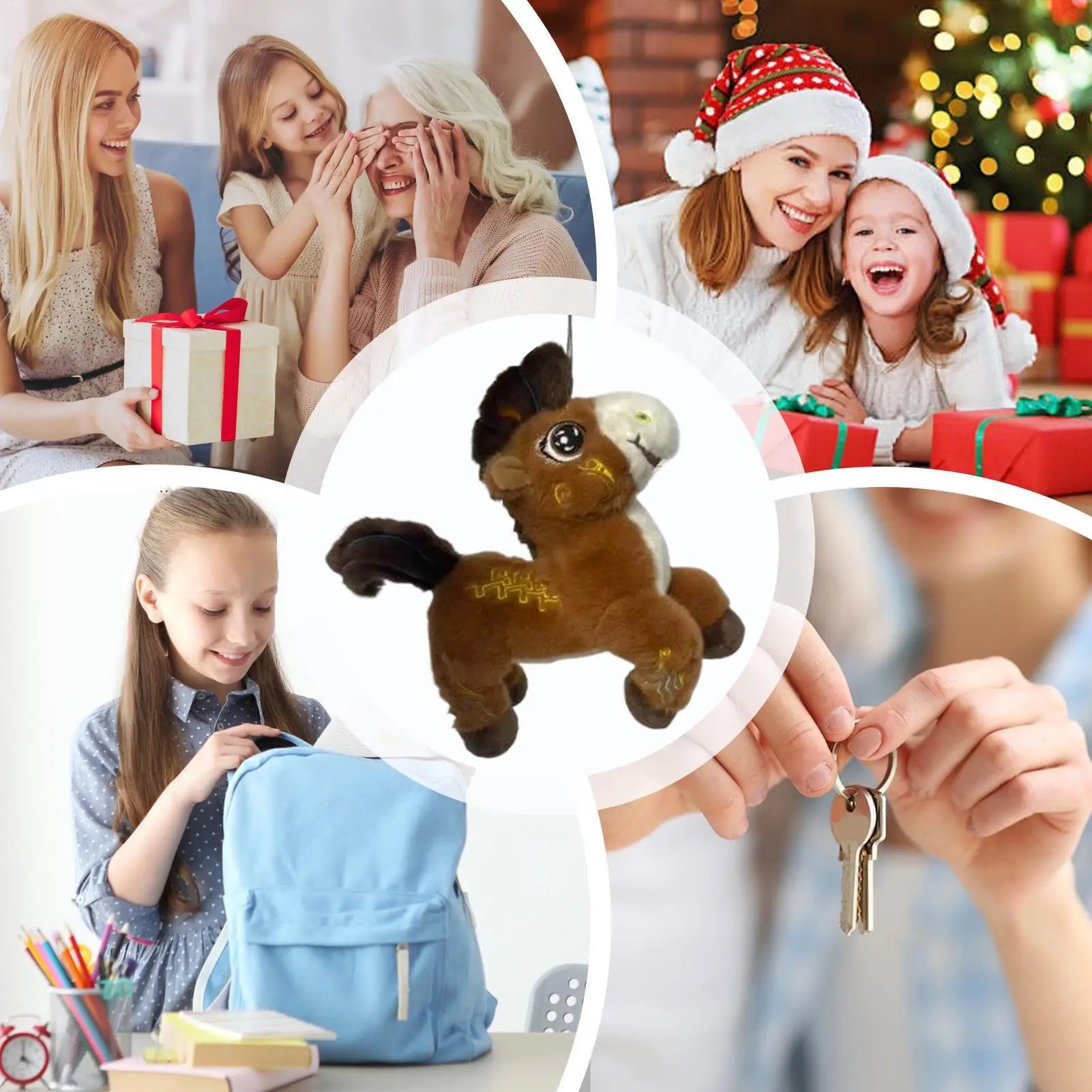 Horse Stuffed Animal Chinese Mascot Key Ring Bag Charm Auspicious Stuffed Animal Keychain For Handbag Purse Tote Spring Festival Zpaxo
