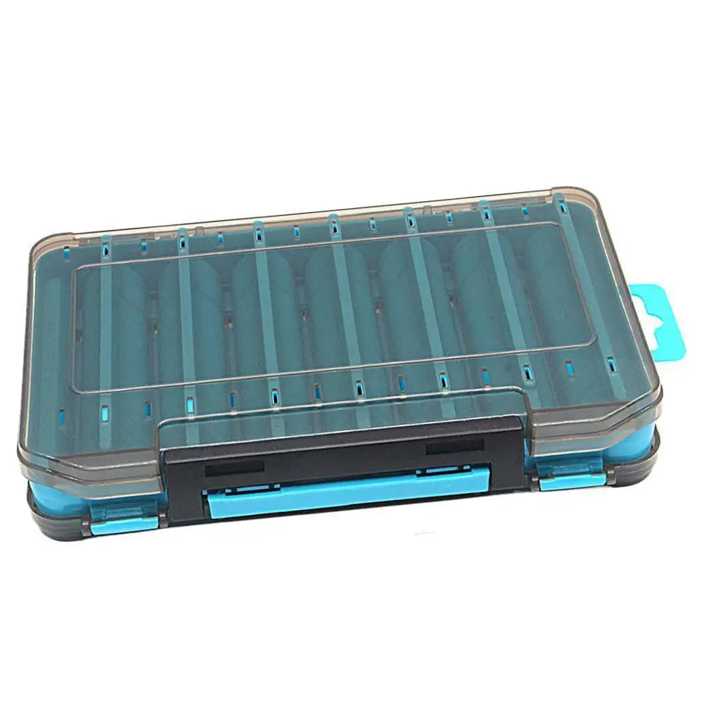 Double-Sided Fishing Tackle Box – 14 Compartments, 5 Colors Fishing Tackle Box Zpaxo Blue L