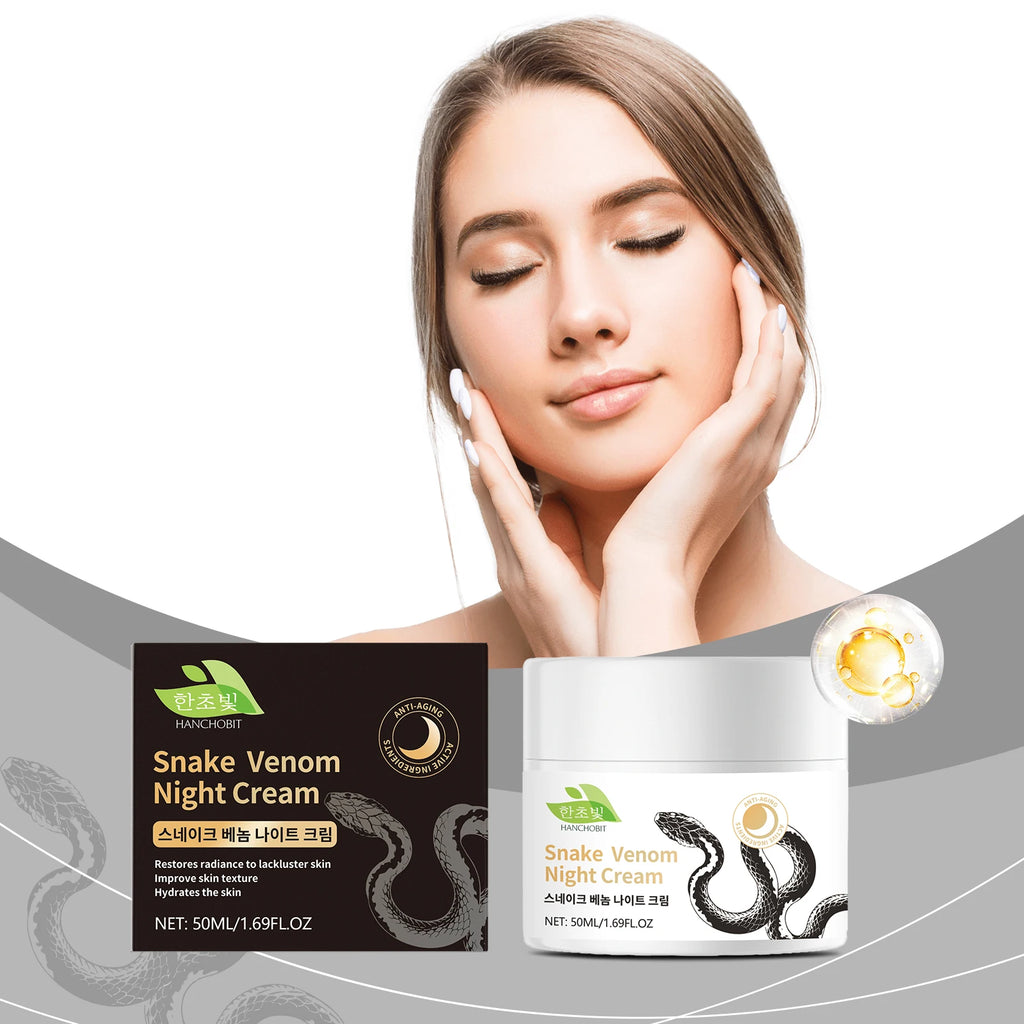 Snake Venom Night Cream: Daily Facial Care for Deep Nourishment, Refining Skin Texture, and Delivering a Smooth Complexion Zpaxo