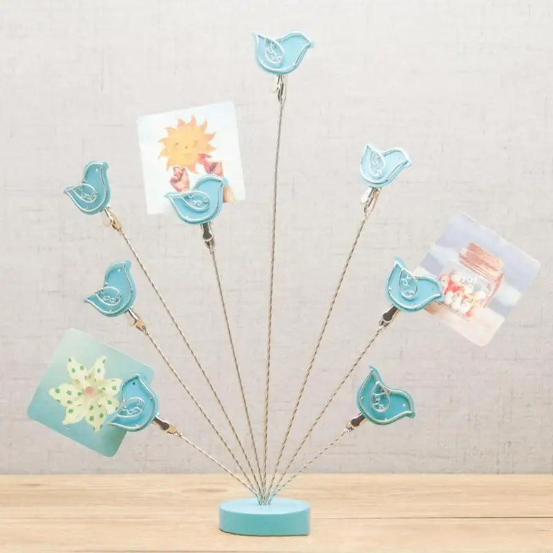 Bird Metal Card Clip Holder Desk Photo Display Stand Note Memos