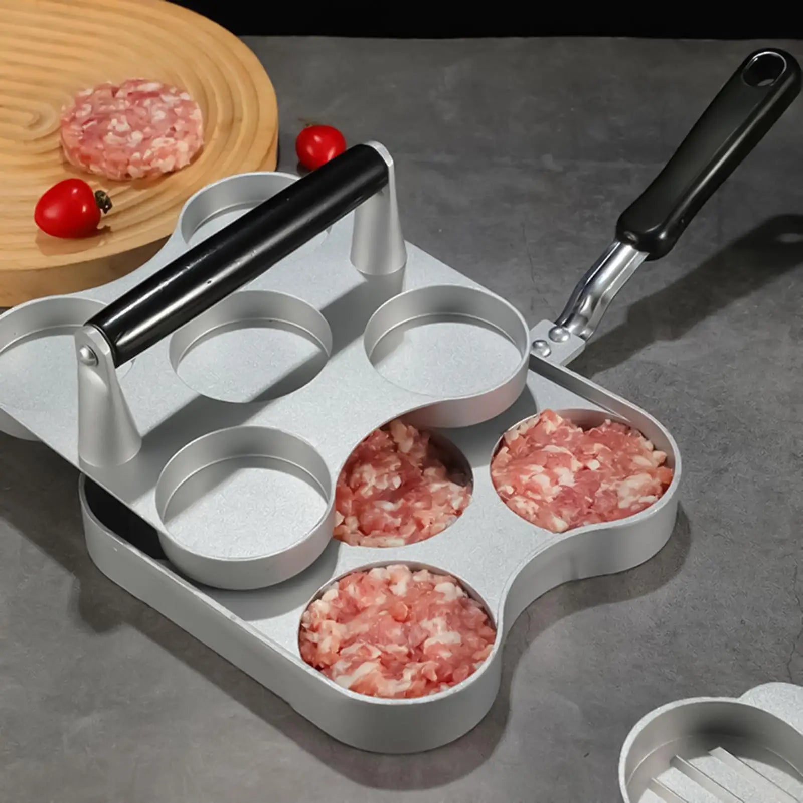 Patty Press Heavy-duty Non Stick Flat Bottom Hamburger Smasher 5-Grid