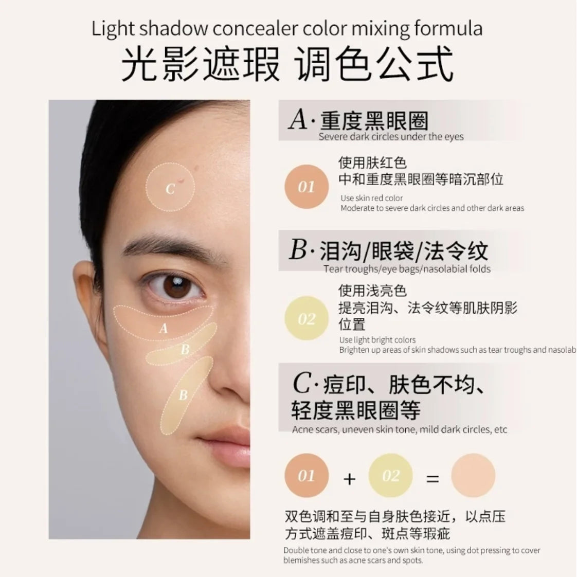 MAOGEPING BEAUTY Flawless Two-color Concealer Coverage Moisturizing Zpaxo