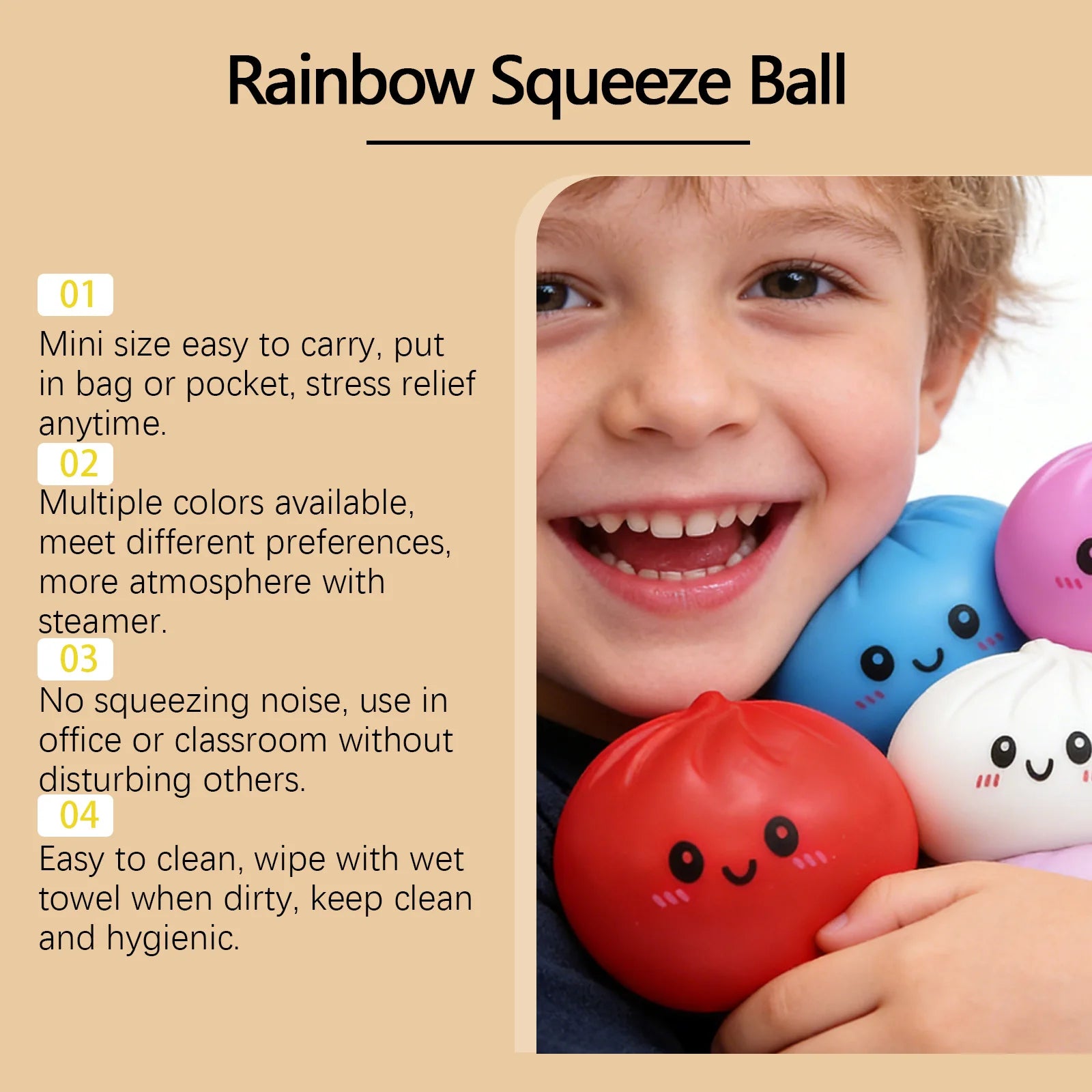 Dumpling Stress Ball Squeeze Sensory Toy – 6 Colors Stress Relief Toy Zpaxo