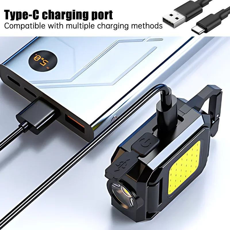 Mini COB LED Keychain Flashlight | USB-C Rechargeable Work Light LED Keychain Work Light Zpaxo