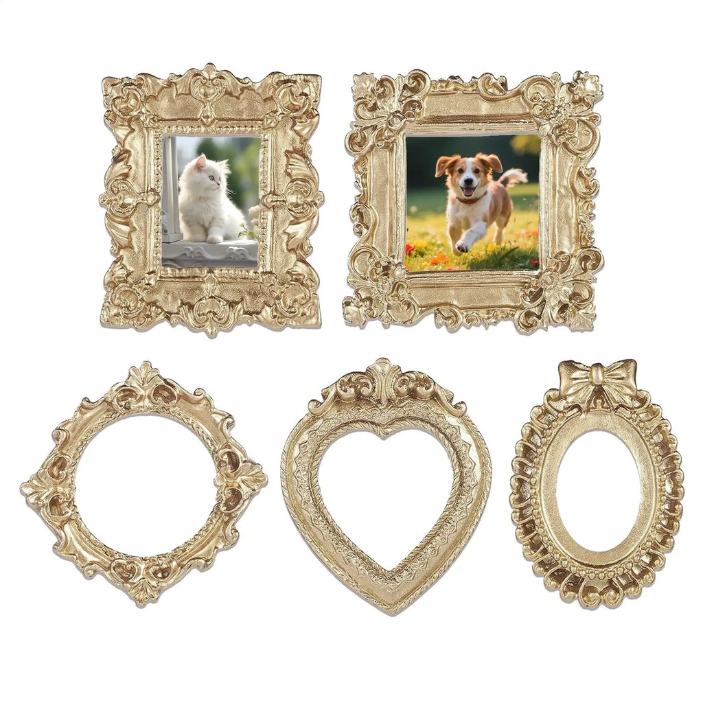 Mini Picture Frame Retro Baroque Style Golden Resin Scrapbooking Embellishments Desktop Ornaments Mini Photo Booth Props Zpaxo