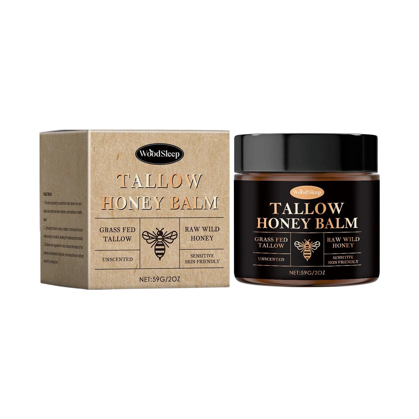 Tallow Honey Balm For Extremely Dry Skin Deep Moisturizing Nourishing Lightweight Fast Absorbing Face Hand Body Daily Care Zpaxo 59g