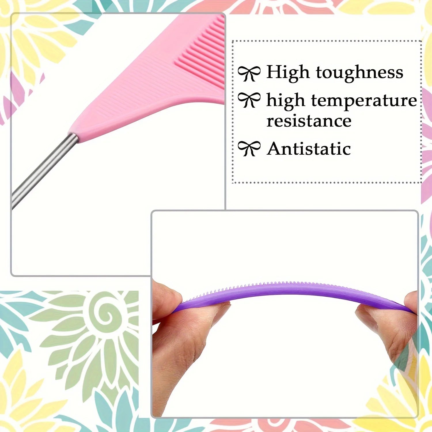 Pointed Tail Comb Suitable Hairstyle Design Plastic Teeth Metal
