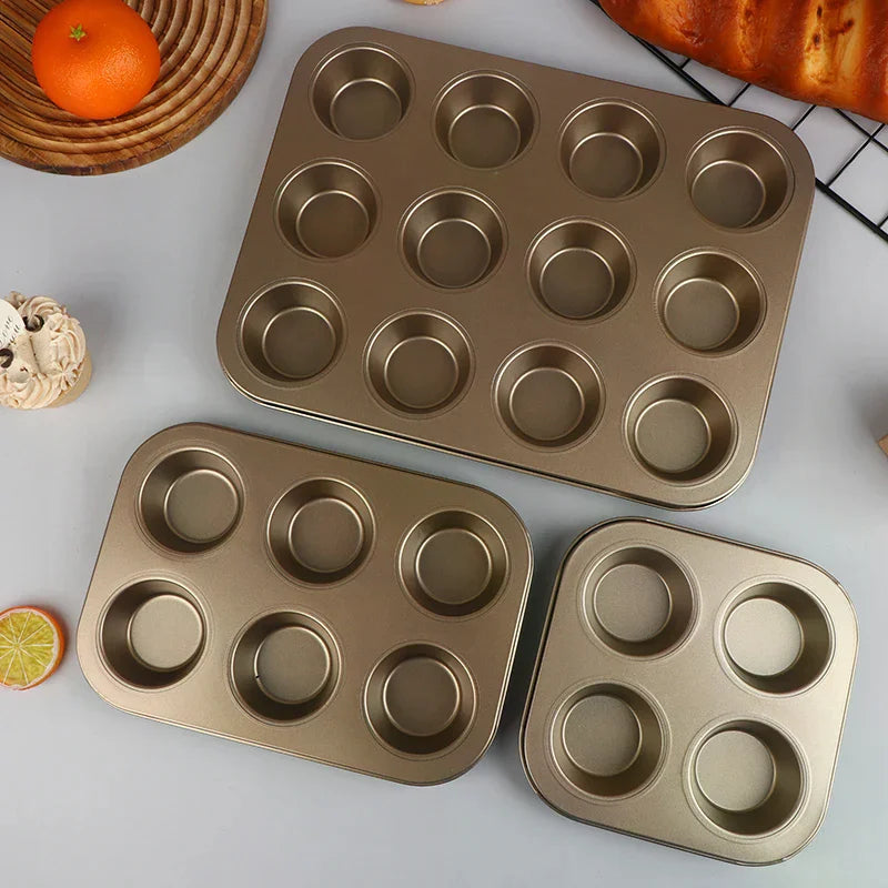 4/6/12 Cups Cupcake Pan Muffin Tray Cupcake Mold Muffin Pan Carbon Steel Baking Pan Non Stick Bakeware Microwave Cake Mould Zpaxo