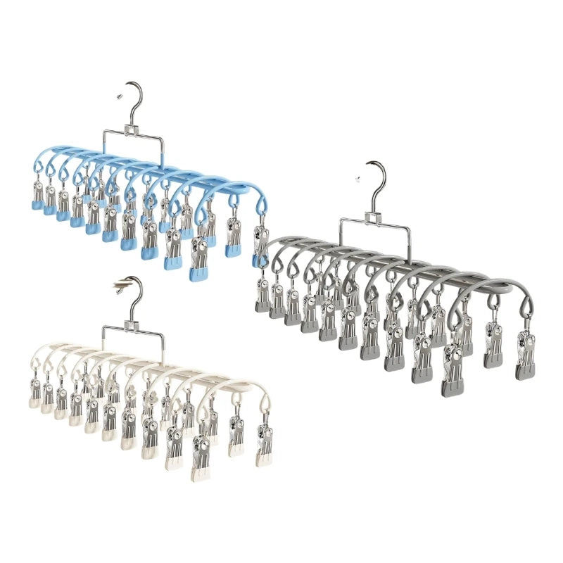 Rustproof Stainless Steel Drying Rack 20 Clip Sock Organizers Travel Ready Zpaxo