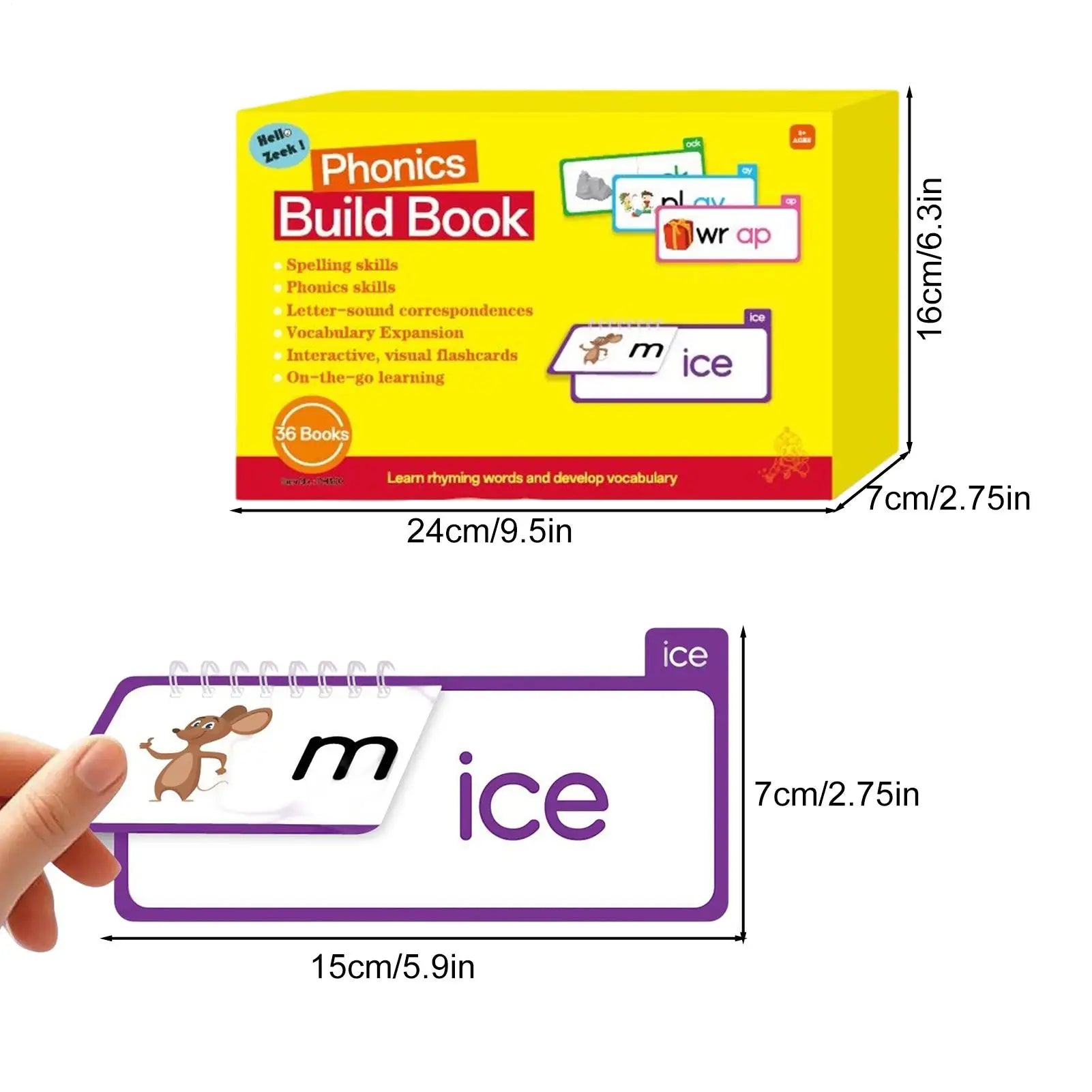 Phonics Word Family Build Book Spelling Improvement Supplies Read And Rhyme Books For Kids Boys Girls Kindergarten Preschoolers Zpaxo