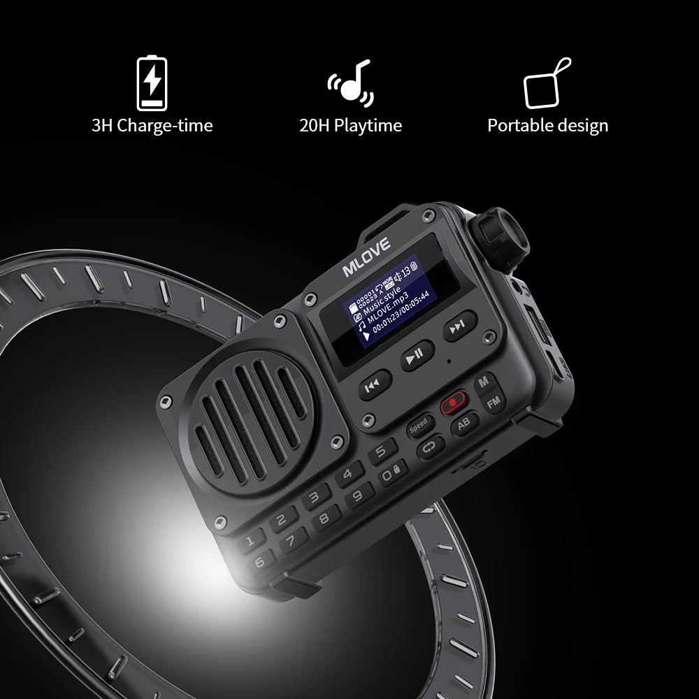 MLOVE BV800 Super-Portable Bluetooth Speaker with FM Radio,LCD Screen Display, Antenna, AUX Input, USB Disk, TF Card, MP3 Player Zpaxo