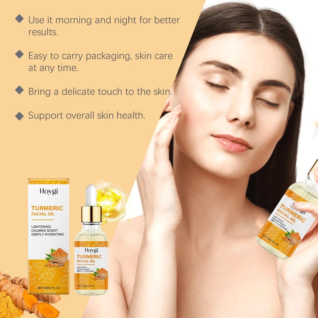 Turmeric Facial Essence Oil Nourishing Brightening Fade Dark Spot Skin Care Smoothing Firming Glowing Complexion Moisturizing Zpaxo