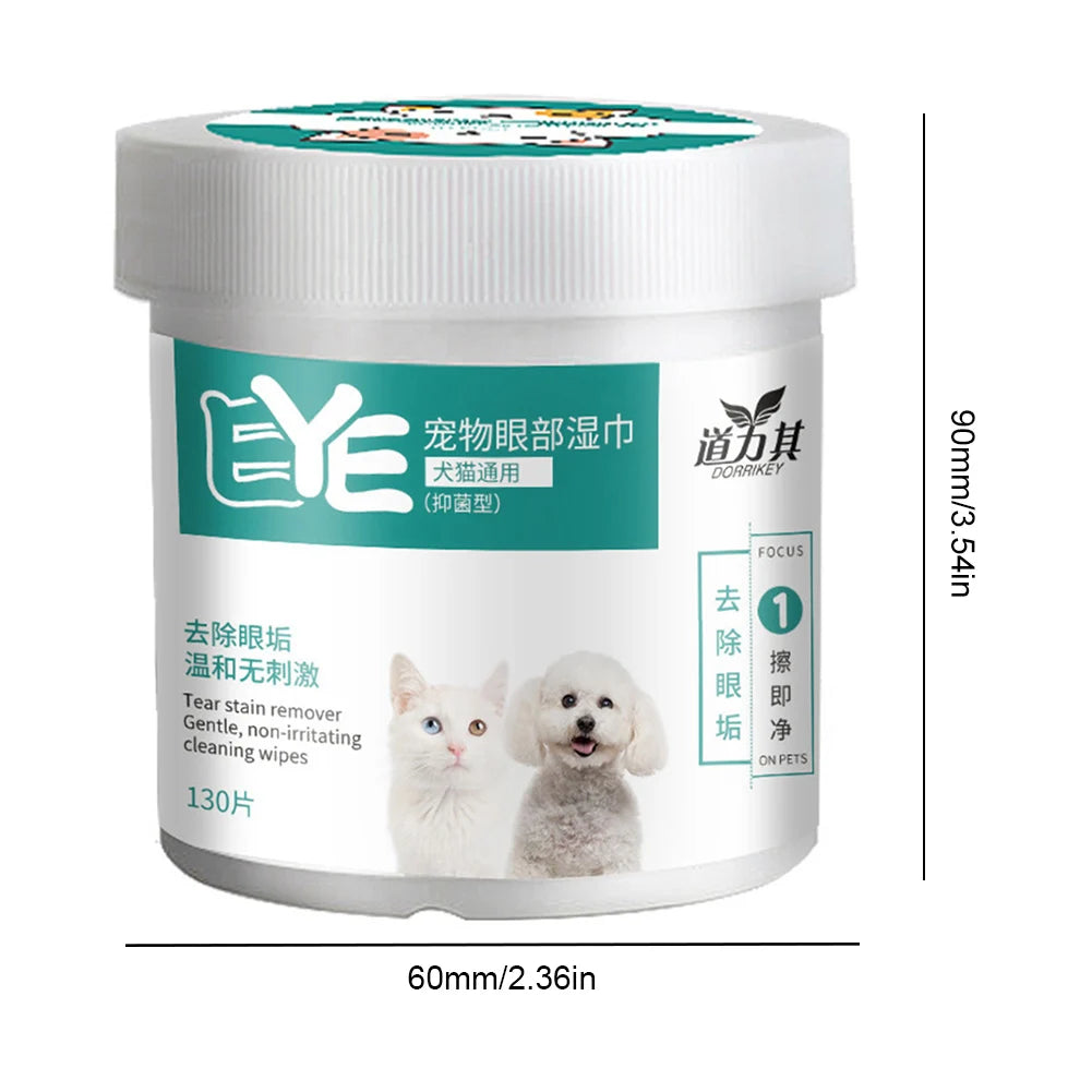 130 Count Dog Eye Wipes Wash Pads All-natural Cat Cleaner Aloe Vera Zpaxo