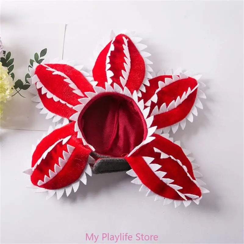 Funny Cat Hat Demogorgon Scary Flower Costume Birthday Pet Accessories Supplies Pet Dogs Headwear Adjustable Sticker Zpaxo