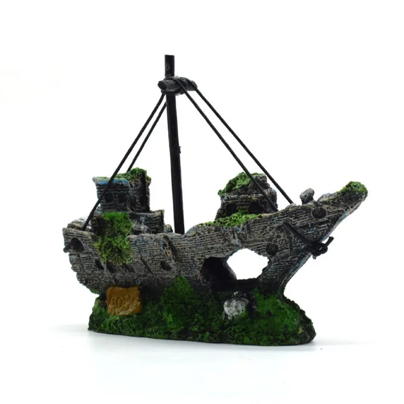 Resin Sunken Ship Aquarium Accessory Fish Tank Landscape Decoration