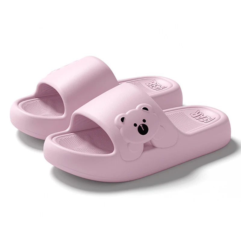 Fashion Women's Slippers Indoor Soft Sole Cartoon Bear Slides