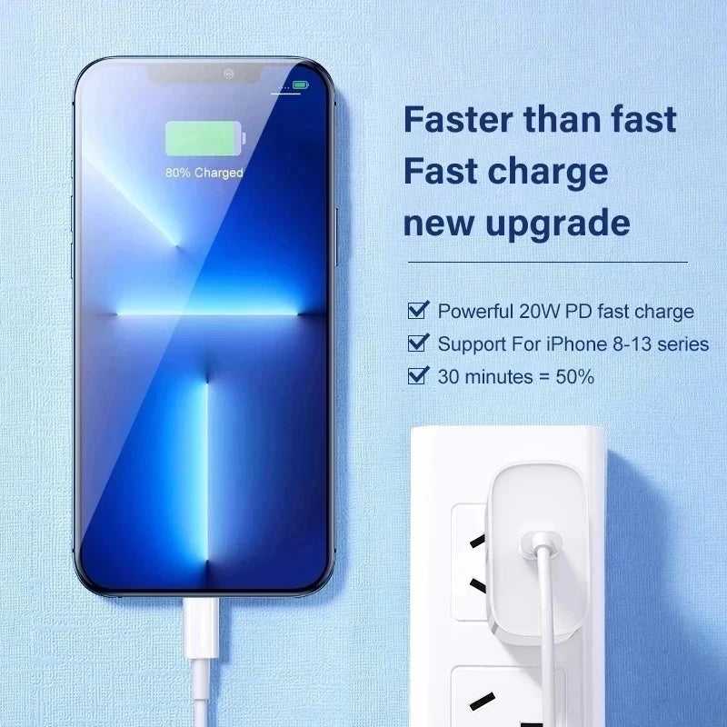For iphonePD 20W USB Phone Charger Fast Charger for iPhone iPad Samsung OnePlus Wall Quick Charge Adapter TypeC Cable EU/US Plug Zpaxo