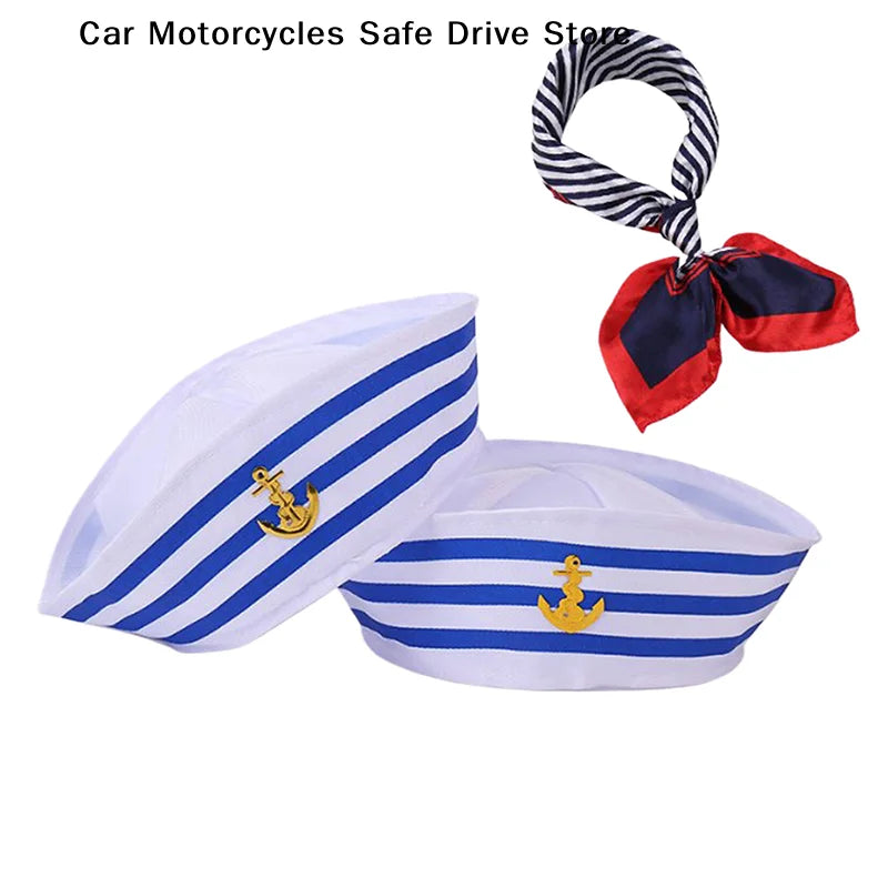 Fashion Boat Costume Yacht Captain Hat Scarf Navy Blue Sailor Ship