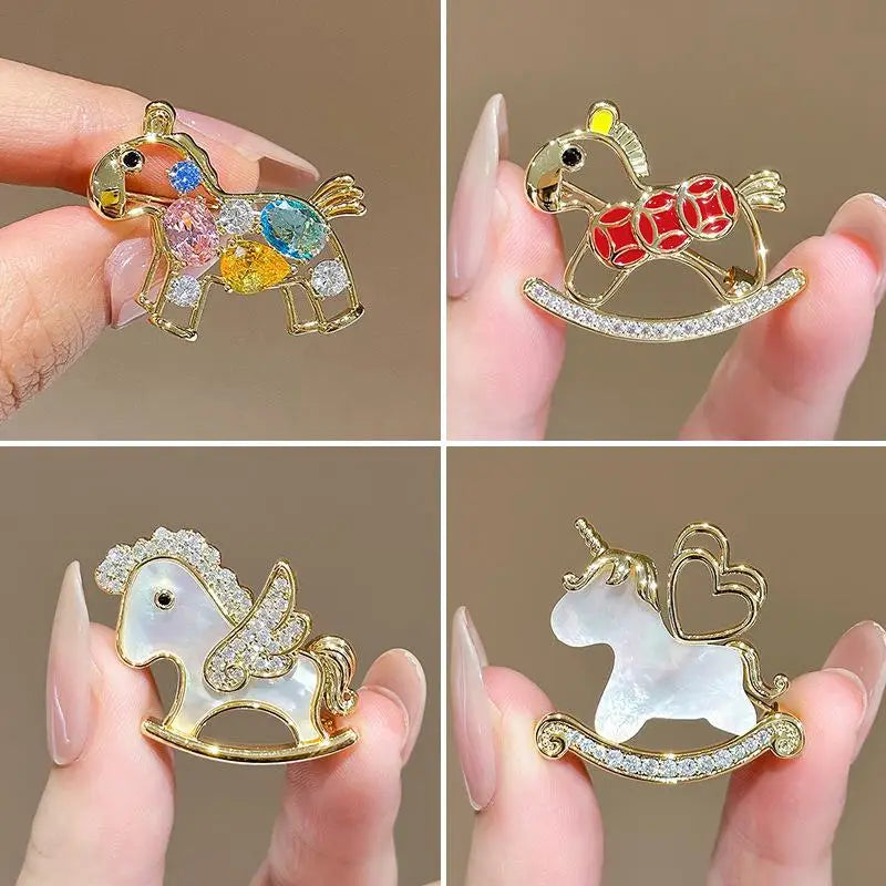 Fine Zodiac Horse Brooch Cartoon Pony Lapel Pin Classy Clothing Zpaxo