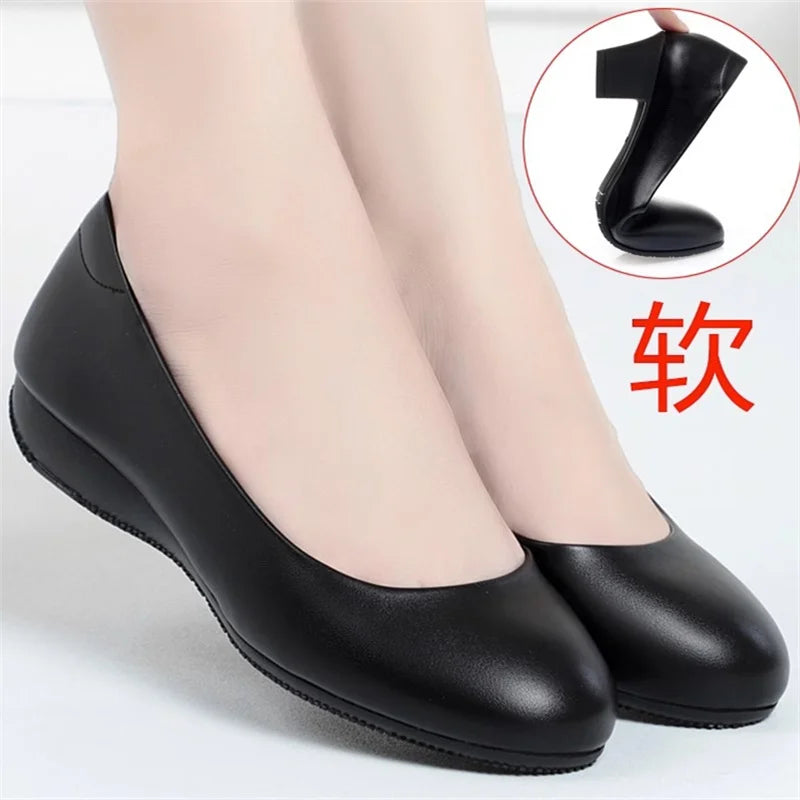 Spring Work Shoes Black Professional Women Heels Pumps Low-heeled Zpaxo Black 222 36 CN