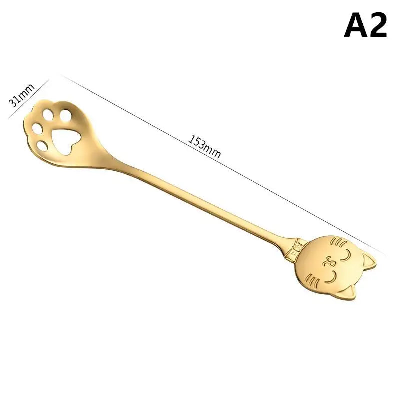 Cute Cat Paw Teaspoon 304 Stainless Steel Coffee Spoon Ice Cream Zpaxo A2