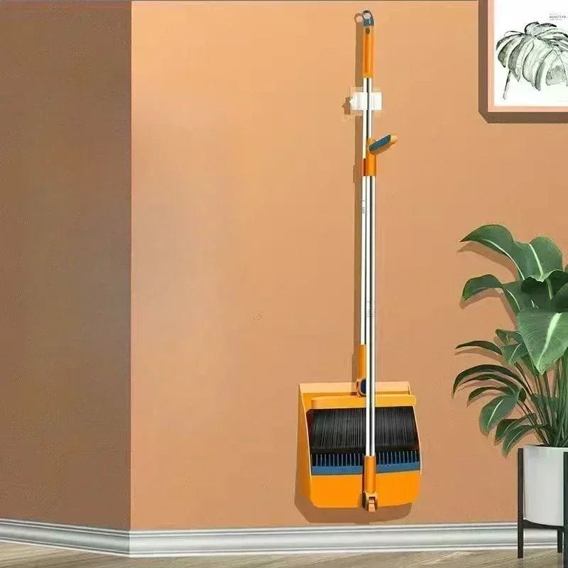 Broom & Dustpan Set – Foldable Sweeping Brush with Dustpan Broom & Dustpan Set Zpaxo Rotating yellow