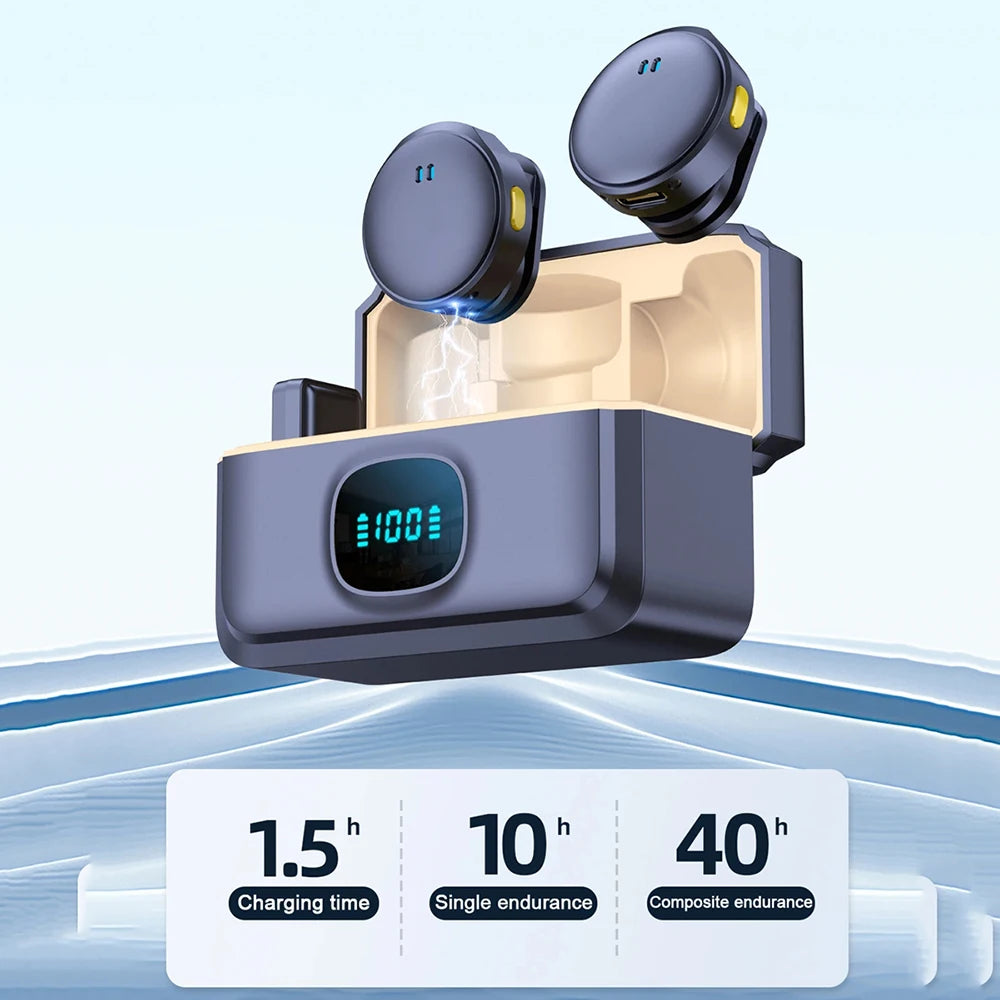 Lavalier Microphone 2 4GHz Wireless Magnetic Suction Charging Case