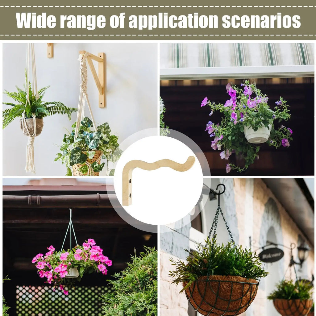 Wood Plant Hanger Hooks Flower Baskets Hangers Hook Bracket Wall Wind
