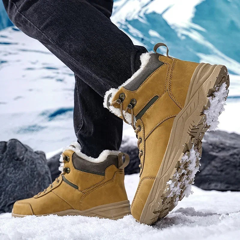 Men Boots 2024 Winter Slippers Warm Shoes Waterproof Non-slip Plush