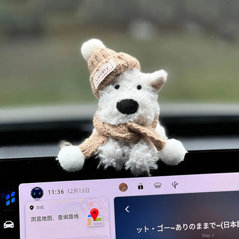 Car Dog Plush Toy Car Dashboard Decoration Switch Cover Automotive Interior Accessory In-Car Center Console Ornament