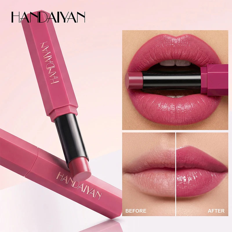 6 Colors Hexagonal Lipstick Silky Glossy Moisturizing Solid Lip Gloss Hydrating Long Lasting Non-Stick Cup Waterproof Lip Tint Zpaxo