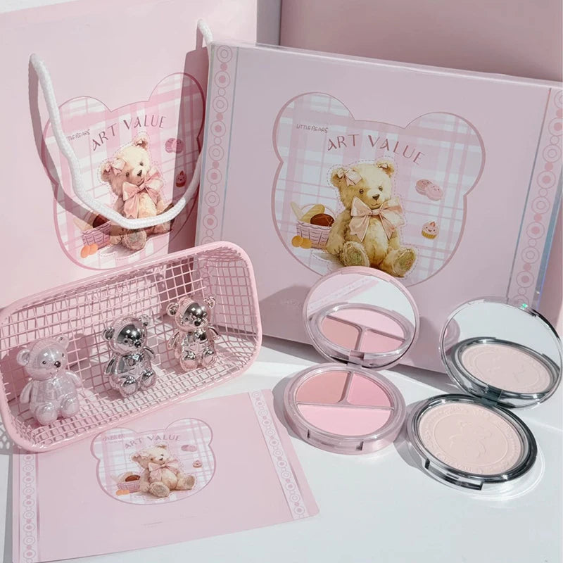Bear Family Makeup Box Lip Powder Blusher Eye Shadow Holiday