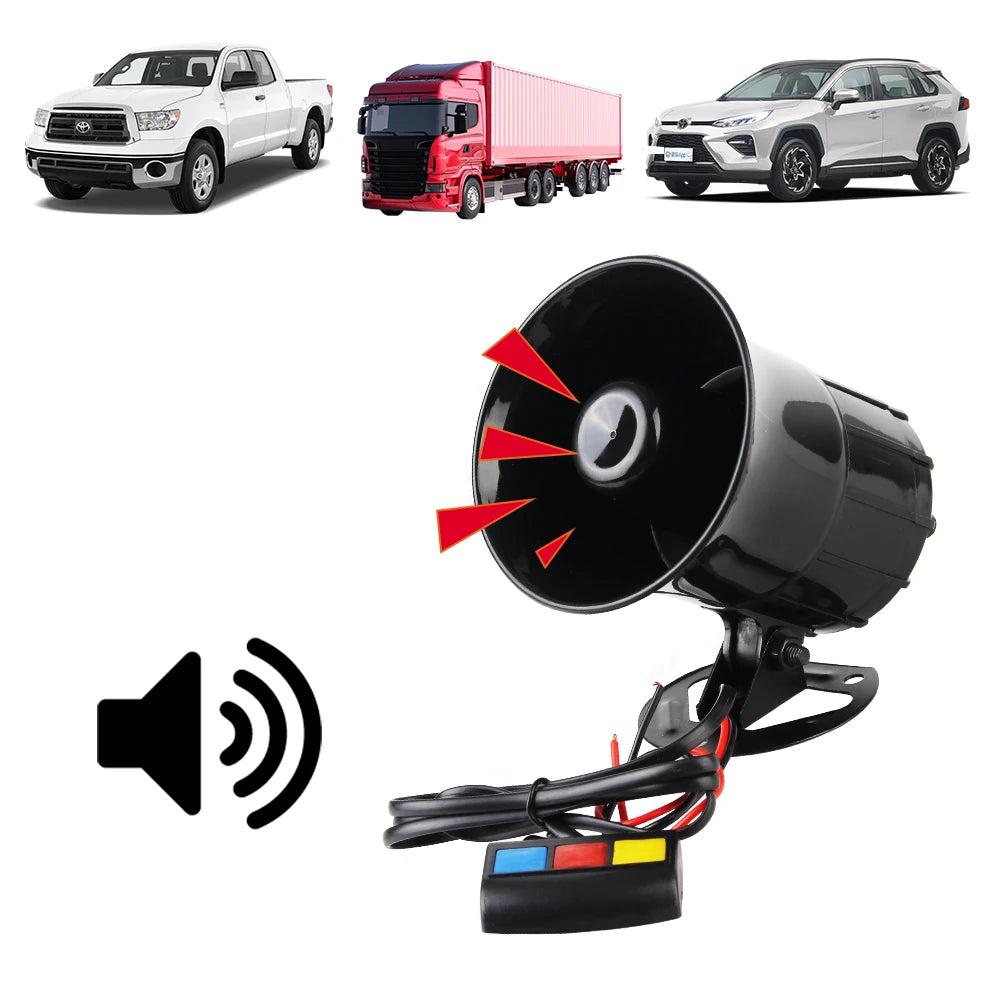Motorcycle 3 Sounds Horn 110dB 12V Tone Sound Loud Car Warning Alarm